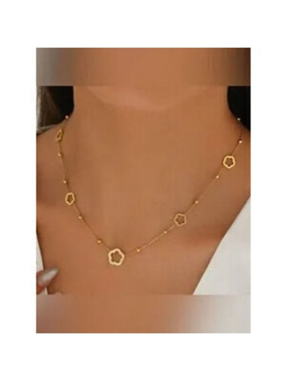 Gold Stainless Steel Clover Necklace Gift Dainty